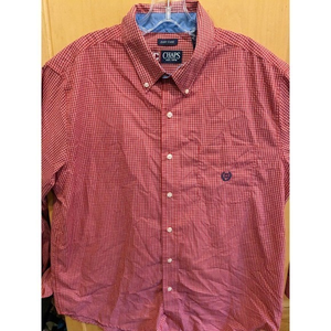 CHAPS Ralph Lauren Classic Oxford Long Sleeve Dress Shirt Red Check‎ Plaid Sz L